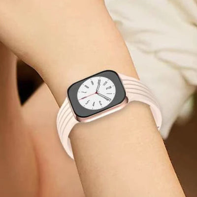 Apple Watch silikoniranneke metallisoljella