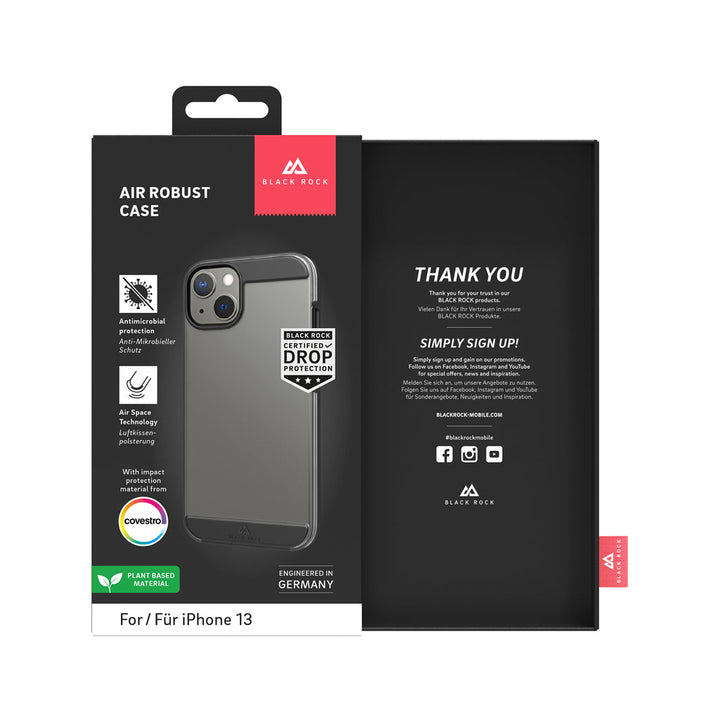 Black Rock iPhone 13 Kuori Air Robust Case Musta/Läpinäkyvä Suojakuori